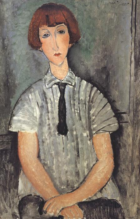 Amedeo Modigliani Young Woman in a Striped Blouse (mk39) France oil painting art